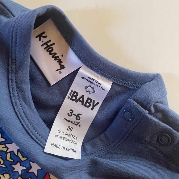 K. Haring baby size 3-6  months blue romper - Keith Haring - Picture 2 of 3